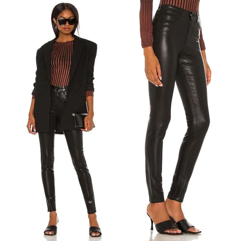 L’AGENCE Marguerite High Rise Skinny Jeans in Black Coated - Picture 2 of 8
